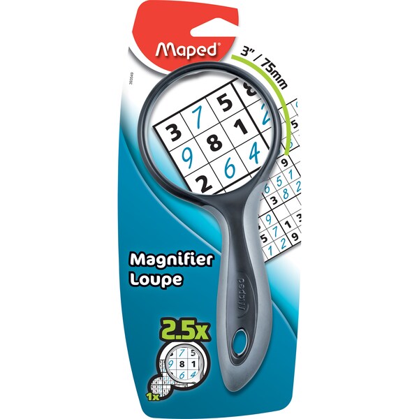 Ergologic Large 2.5X Magnifying Glass, 3in, Assorted Colors, PK3